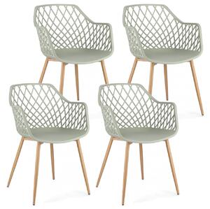 Set 4 Sedie 58x54x85,5 cm Optik in Plastica Verde