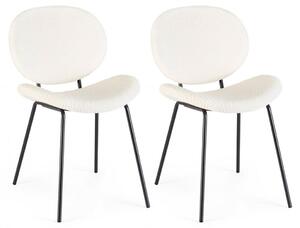 Set 2 Sedie 52x59,5x79,5 cm Maddie in Bouclè Bianco