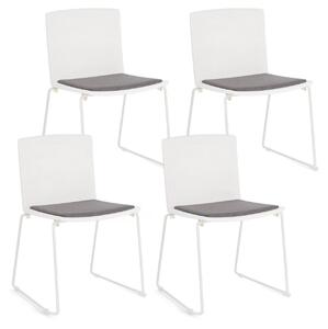 Set 4 Sedie 43,5x50x79 cm Giulia in Poliestere Bianco e Bianco