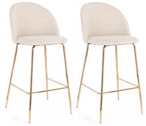 Set 2 Sgabelli 51x55x105 cm Carry in Bouclè Oro e Avorio