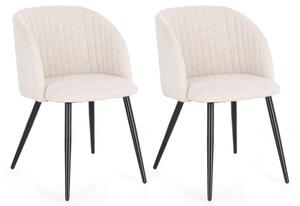 Set 2 Sedie 53x57x81,5 cm Queen in Bouclè Avorio