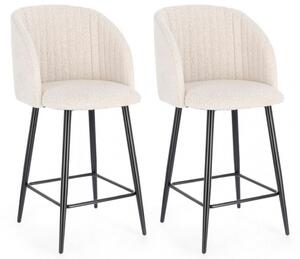 Set 2 Sgabelli 53x59x97 cm Queen in Bouclè Nero e Avorio