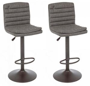 Set 2 Sgabelli Regolabili 41x50x94,5-115,5 cm Connor in Ecopelle Grigio Scuro Vintage