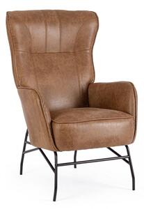 Poltrona Soggiorno 70x84x109 cm Nasira in Ecopelle Marrone