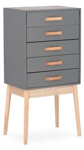 Cassettiera 5 Cassetti 43x30x88 cm Ordinary in Legno Grigio