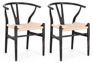 Set 2 Sedie 50x41x77 cm Artas in Legno Nero e Naturale
