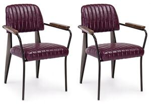 Set 2 Sedie Imbottite 60x63x81 cm Nelly in Ecopelle Bordeaux Vintage