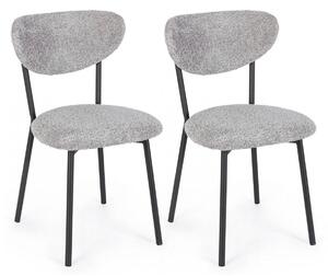 Set 2 Sedie 47x50x77,5 cm Ludmilla in Bouclè Grigio Chiaro