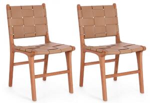 Set 2 Sedie 46x59x85 cm Caroline in Pelle Tortora