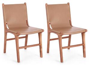 Set 2 Sedie 46x59x85 cm Caroline in Pelle Tortora
