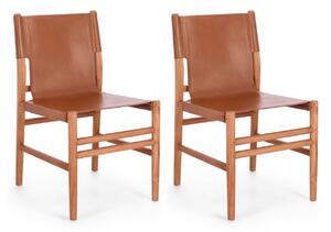 Set 2 Sedie 48x58x85 cm Caroline in Pelle Cognac