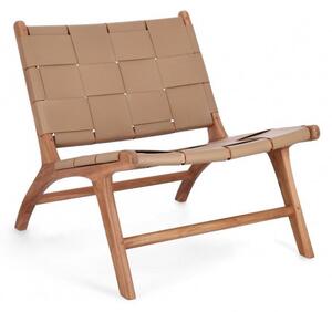 Poltrona Soggiorno 65x79x69 cm Caroline in Pelle Tortora