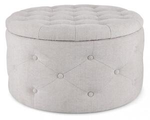 Pouf Contenitore Porta Scarpe Ø 70x40 cm Ernestine in Tessuto Grigio Chiaro