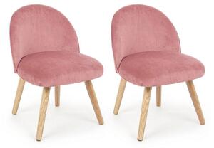Set 2 Poltroncine 47x57x76 cm Adeline in Velluto Rosa Antico