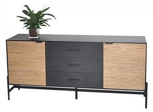 Credenza 2 Ante 3 Cassetti 164x40x75 cm Allycia in Legno Nero