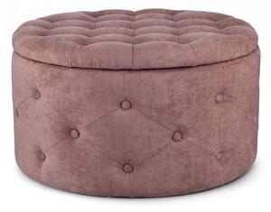 Pouf Contenitore Porta Scarpe Ø 70x40 cm Ernestine in Tessuto Rosa Antico
