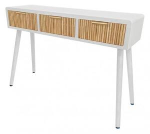 Consolle 3 Cassetti 110x40x78 cm Charley in Legno Bianco