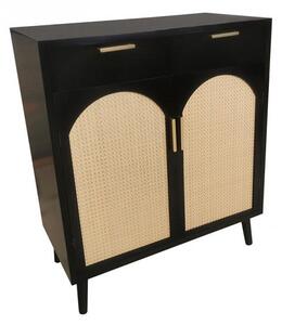 Credenza 2 Ante 2 Cassetti 80x40x92 cm Josine in Legno Nero