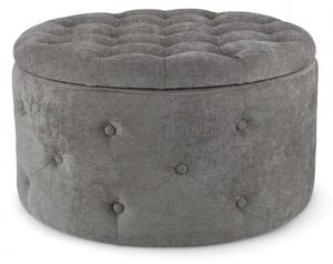 Pouf Contenitore Porta Scarpe Ø 70x40 cm Ernestine in Tessuto Grigio