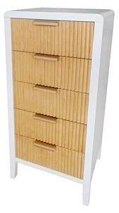 Cassettiera 5 Cassetti 40x30x92 cm Charley in Legno Bianco