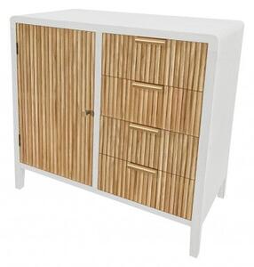 Credenza 1 Anta 4 Cassetti 80x40x82 cm Charley in Legno Bianco