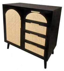 Credenza 1 Anta 4 Cassetti 80x40x80 cm Josine in Legno Nero
