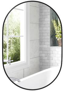 HOMCOM Specchio Bagno Ovale da Parete con Cornice in Alluminio, Verticale o Orizzontale, 60x90cm, Nero | Aosom Italy