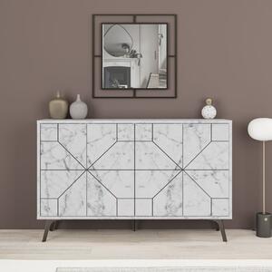 Madia 4 Ante 123x35x77,4 cm in MDF Dune Bianco Carrara
