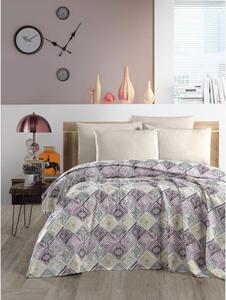 Copriletto in cotone viola e crema 200x230 cm Pique - Mila Home