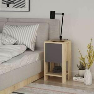 Comodino 1 Anta 30x30x55 cm in MDF Ema Rovere Antracite
