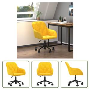 The Living Store Sedia da ufficio girevole in velluto giallo