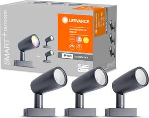 LEDVANCE Luce da giardino LED intelligente con tecnologia WiFi, pacchetto base con 3 faretti per esterni, colori RGB modificabili, compatibile con Google e Alexa Voice Control, SMART+ WIFI GARDEN SPOT 3P