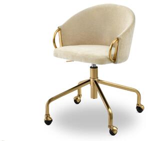 Sedia girevole di design FINBAR - crema / oro
