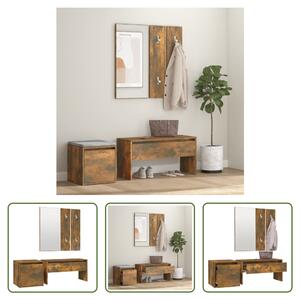 Set di mobili da corridoio The Living Store in legno rovere fumé