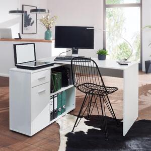 Scrivania ad angolo con ripiano bianco 120 x 75,5 x 106,5 cm | Wohnling