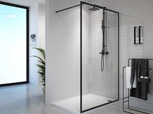 Porta per doccia walk-in 140 x 200 cm Vetro temperato Nero opaco - AMBERI