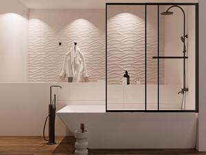 Parete per vasca da bagno scorrevole con portasciugamani 120 x 140 cm Nero opaco - WAIMEA