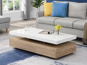 Tavolino 2 cassetti in MDF Rovere e Bianco - FELIX