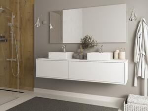 Mobile per bagno sospeso Bianco con lavabo quadrato doppio L150 cm - ISAURE II