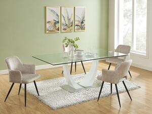 Sedia con braccioli in Tessuto e Metallo Nero Beige - Lotto di 2 - KADIJA