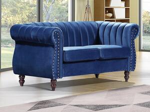 Divano Chesterfield 2 posti in Velluto Blu reale - TRUMBO
