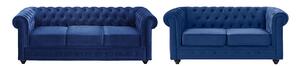 Divano 3+2 posti Velluto Blu reale - CHESTERFIELD