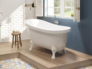 Vasca da bagno freestanding retrò con piedini a zampa di leone bianchi - 145 x 74 x 77 cm - Bianca - 200 L - NISOS II