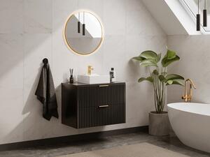 Mobile sotto lavabo sospeso con scanalature L80 cm Nero - ZEVARA