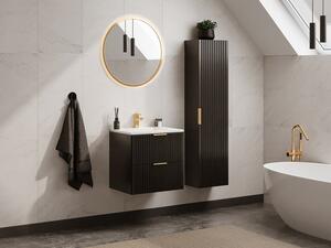 Colonna da bagno sospesa con scanalature H140 cm Nero - ZEVARA