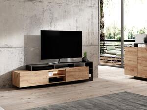 Mobile TV 2 ante e 6 nicchie con LED Naturale chiaro e Antracite - IDESIA