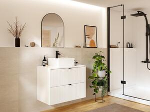 Mobile sotto lavabo sospeso con scanalature L80 cm Bianco - ZEVINI