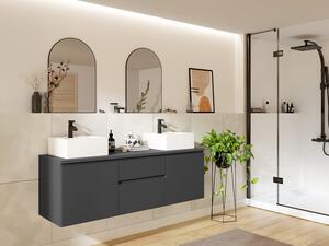 Mobile per bagno sospeso con doppio lavabo 150 cm Grigio - JIMENA II