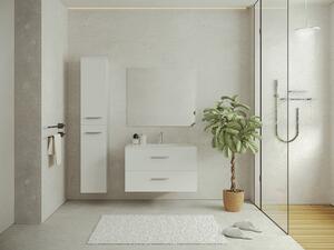 Mobile per bagno sospeso lavabo singolo colonna portaoggetti 80 cm Bianco - KAYLA