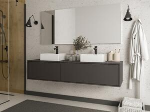 Mobile per bagno sospeso con lavabo doppio L150 cm Antracite - ISAURE II